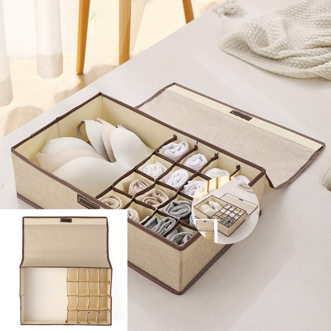 파티션 속옷 양말 넥타이 보관함 정리함 17칸 베이지 옷정리함