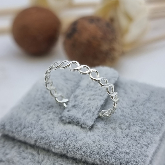 리얼99 두줄꼬임 은반지 레이어드 실버반지