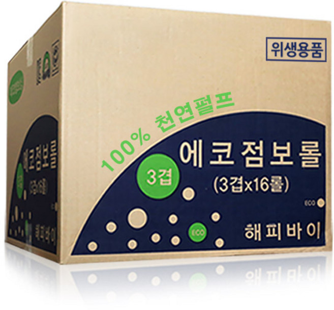 에코 천연펄프 점보롤 3겹 16롤 업소용 대용량 휴지 화장지, 16개입, 1개, 70m