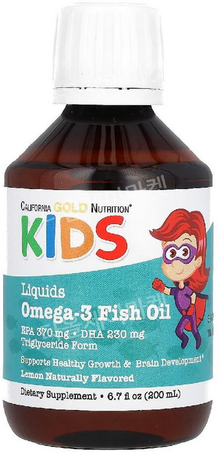 캘리포니아 골드 뉴트리션 CGN 어린이용 오메가-3 피쉬 오일 천연 레몬향 200ml, 1개