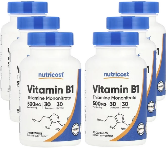 뉴트리코스트 비타민 B1 500mg, 6개, 30정 - 쿠팡
