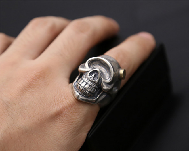 순은 실버 S925 해골 스컬 빈티지 고전 앤티크 구제 크롬 반지 링