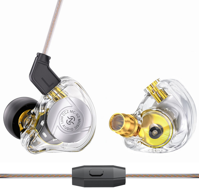 Keephifi CCZ MC02 Aura 듀얼 마그넷 다이내믹 드라이버 HIFI 인이어 게이밍 이어폰, 마이크, 투명