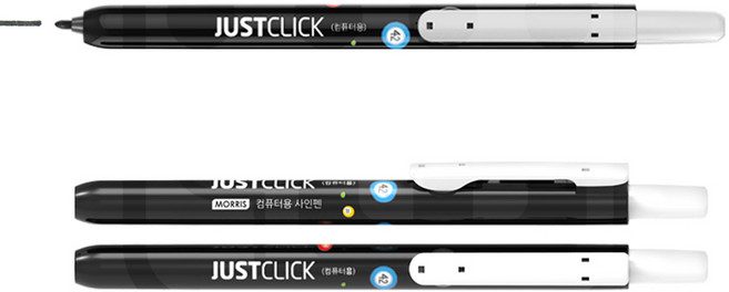 모리스 저스트 클릭 노크식 컴퓨터용 사인펜 0.7mm 낱개 1자루 MCM-101 둥근닙 안전클립 한손 간편한 사용, 1개, 블랙