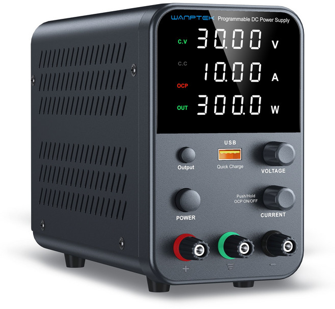 WANPTEK 직류 전원 공급 장치 30V 10A 인코더 조절 기능이 있는 실험실용 조절식 전원 공급 장치 고정밀 4자리 LED 디스플레이, 1개