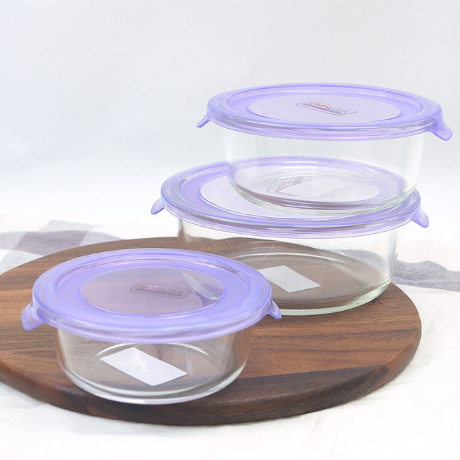 오븐락 글라스 원터치찬기 원형 내열유리 반찬통, 1개