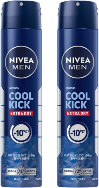 니베아 맨 쿨킥 스프레이 데오드란트, 200ml, 2개