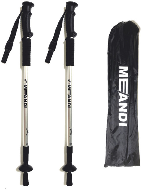미앤아이 두랄루민 경량 3단 등산스틱 2P 세트, 실버(Silver), 2개