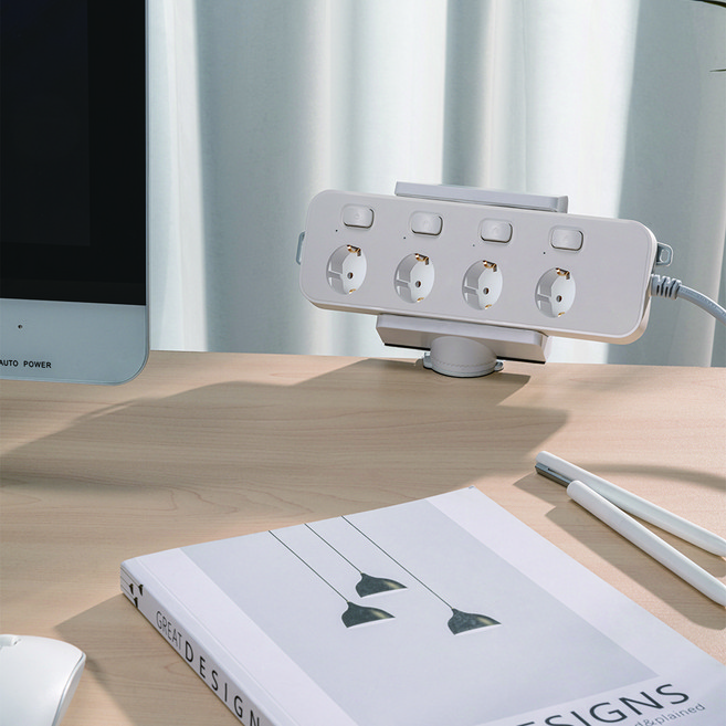 엔산마운트 PM-H02 멀티탭 거치대 책상정리 선정리용 홀더, 화이트, 1개