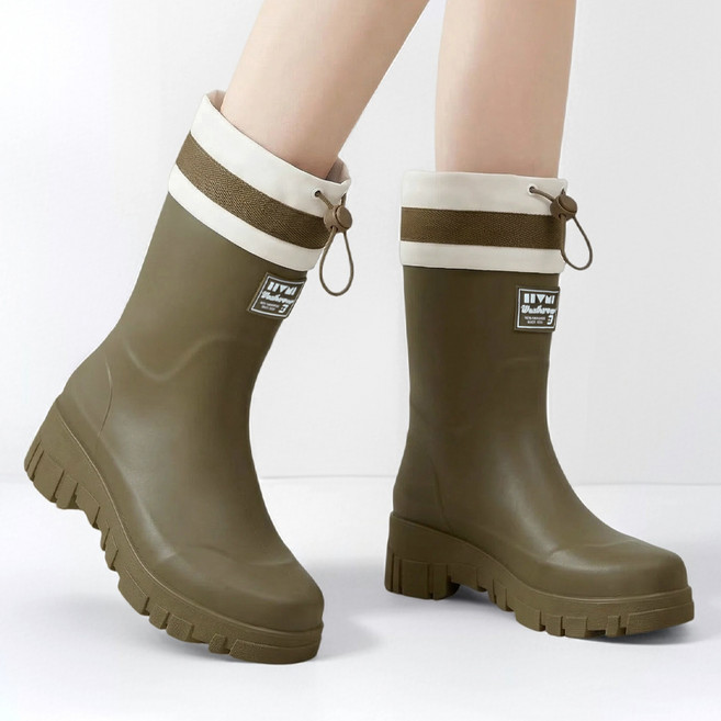 Modern Fashion 여성 발편한 레인부츠 스트링 장화 R13