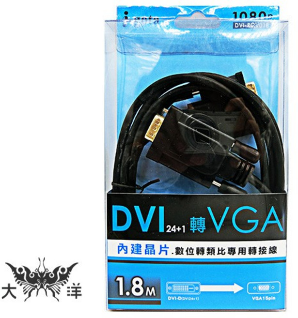i-gota DVI 24+1 轉 VGA 轉接線 1.8米, 1個