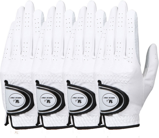 마르시아 남성용 반양피 골프장갑 왼손착용4장 21~26호, 화이트, 4개