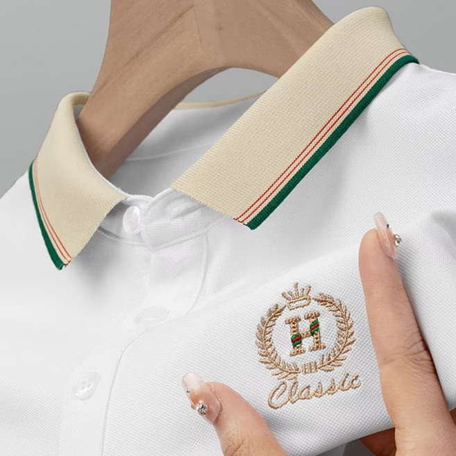 남성용 반팔 셔츠 POLO 셔츠 칼라2025여름 고급 경량 럭셔리 남성용 T 비즈니스 캐주얼 반팔 티셔츠 트렌디