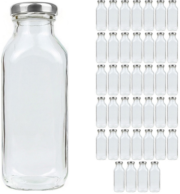 공병상회 사각음료 유리병 시리즈 + 러그캡/실버, 40개, 300ml