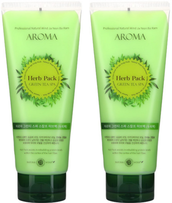 자연바람 아로마 그린티 스파 스캘프 두피 허브팩 2개 200ml