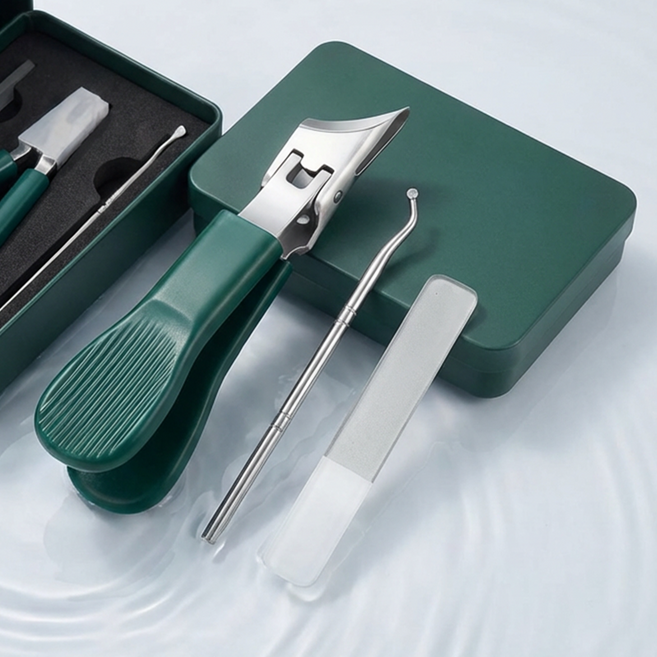 아킴 30도 사선 내성 발톱깎이 스테인리스 스틸 곡선 두꺼운 발톱깎이 손톱 정리 도구 내성발톱 관리 도구 손톱깎이, 1개, 그린