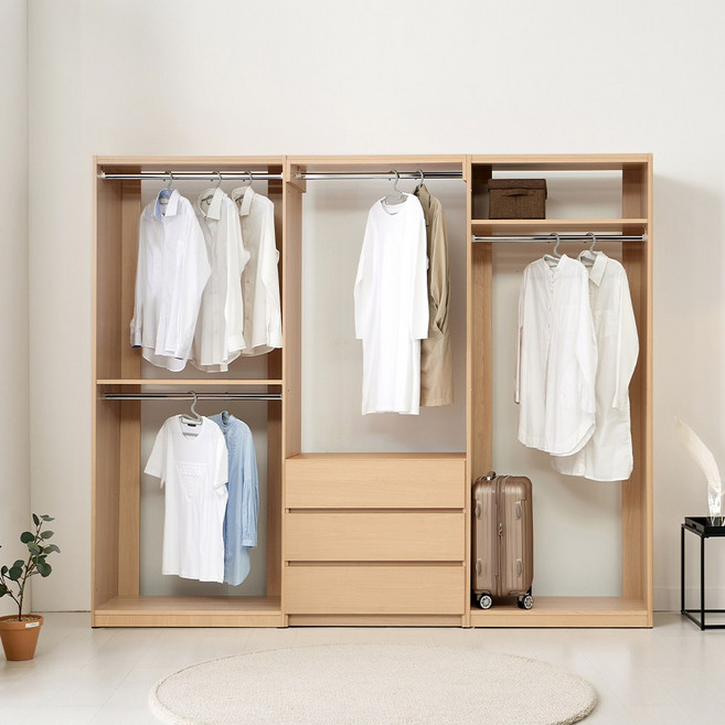 보루네오 리타 드레스룸 시스템 행거 옷장 가구 안방 수납장, 세트구성, 내츄럴오크