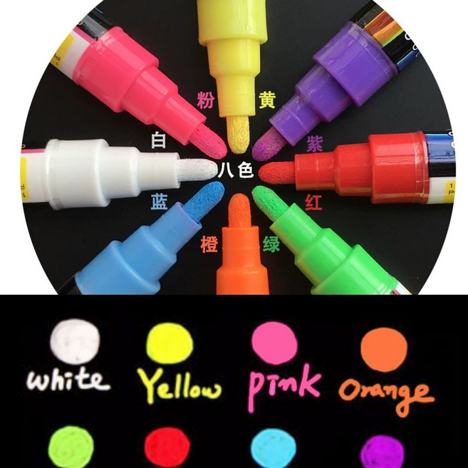 입간판 블랙보드 카페 칠판본가 상단월넛바 가나칠판 이젤 변경 타원형 오늘의메뉴 칠판 메뉴판, 1개, X. 6mm 형광펜 교체형 8개입