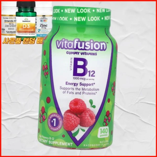비타퓨전 비타민B12 구미젤리 비타민 천연 라즈베리 맛 140개 미국내수, 140정, 1개 - 쿠팡