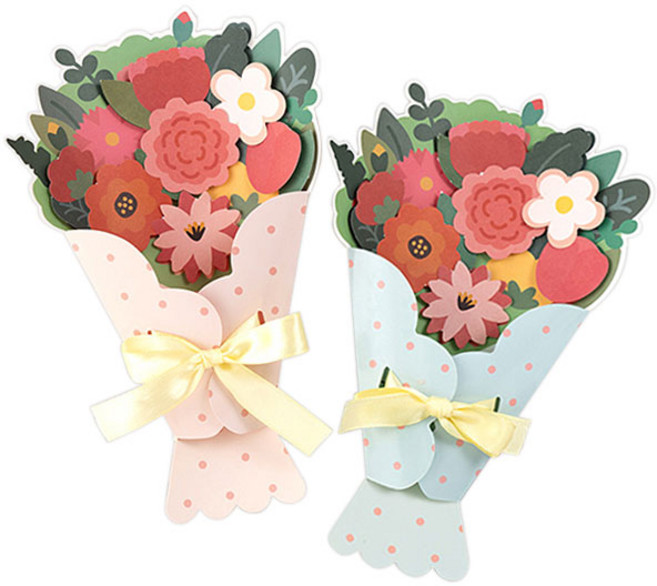 민화샵 꽃다발 감사카드 만들기 2종 세트, 혼합색상, 10개