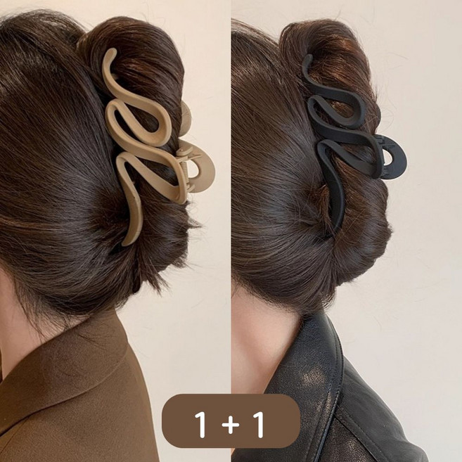 13cm 대형 무광 헤어 집게핀 물결 포인트 올림머리핀 1+1