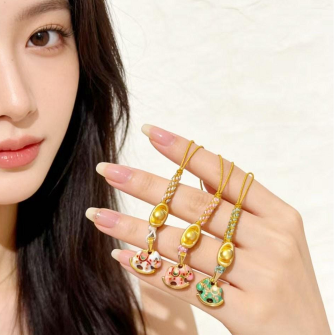 행운 재물운 황금 말 키링 핸드폰 스트랩 열쇠고리, 1개, 화이트