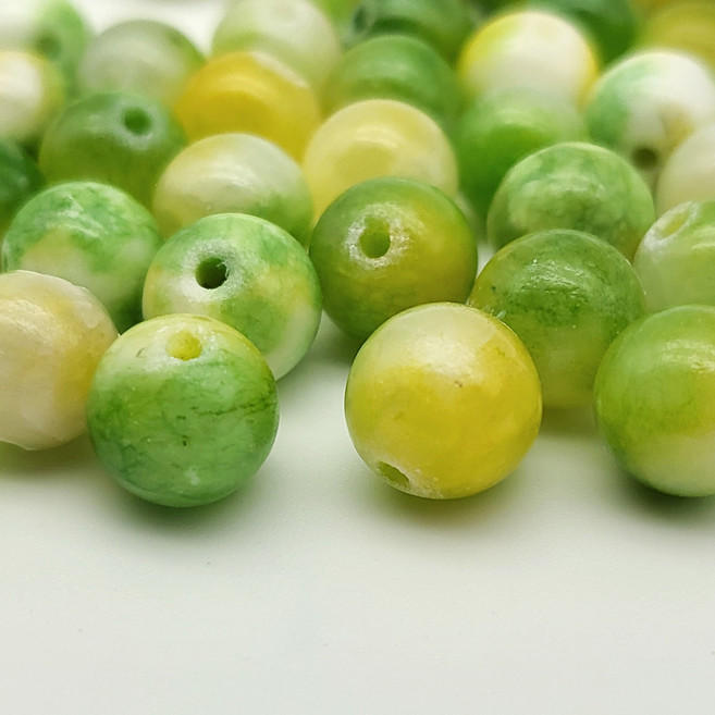 칠색옥 8mm 원형 비즈 DIY 팔찌 목걸이 재료, 50개, 옐로우그린