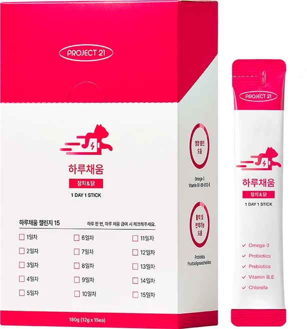 프로젝트21 강아지 고양이 하루채움 종합 영양제, 참치&닭, 180g, 1개 - 쿠팡
