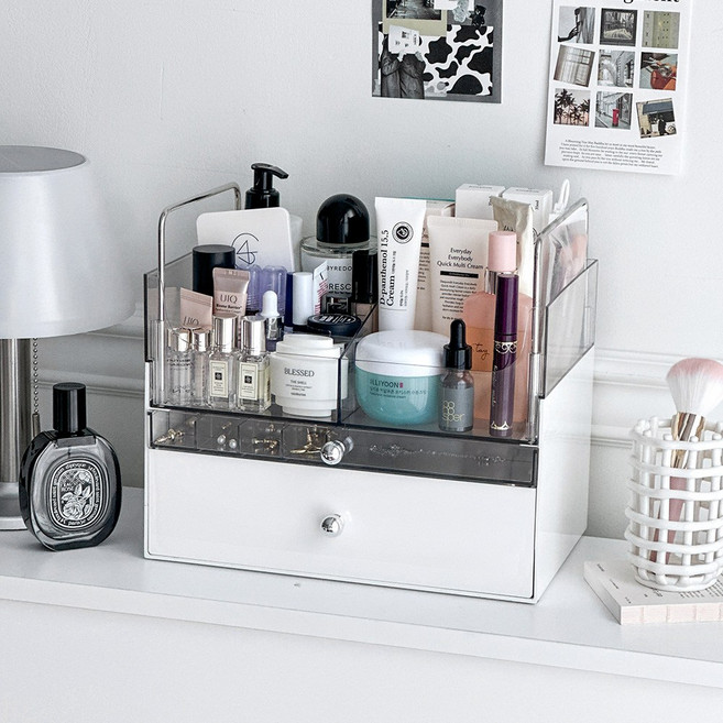 루시아이 듀얼 웨이브 화장품 정리함 2types, 화이트, 1개