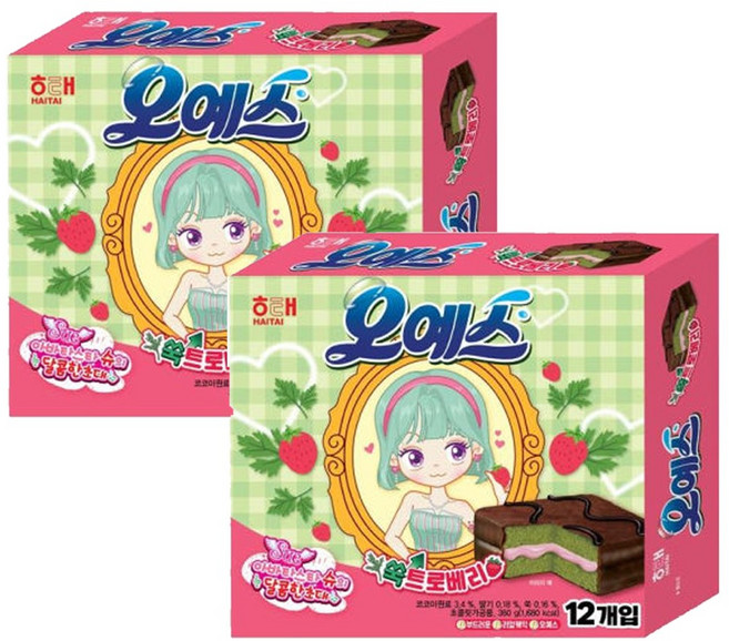 해태제과 오예스 쑥트로베리, 360g, 2개