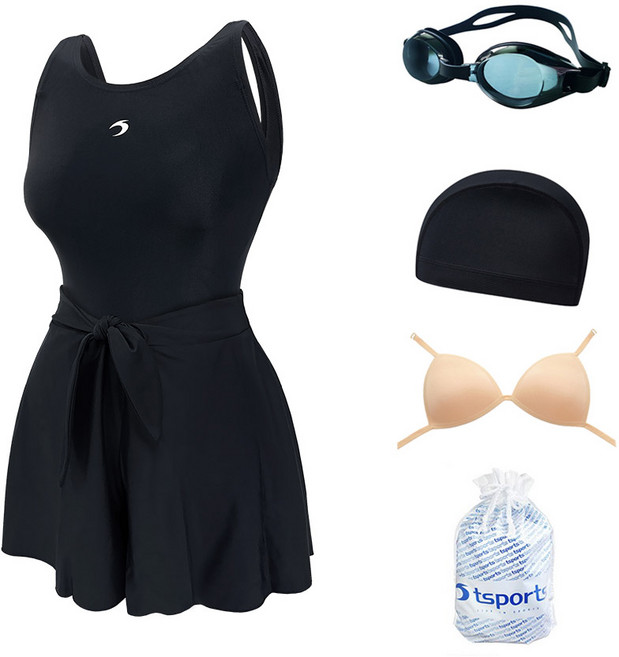TS스포츠 여자수영복 원피스 투피스 빅사이즈 여성수영복 엄마 임산부 스파 온천 여행 2527 5종세트