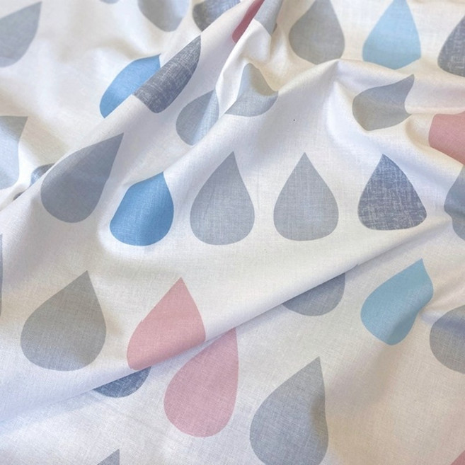 CRT 081 탐나요 면20수 물방울 무늬 원단 아동 커튼 침구 방석 쿠션 홈패션 패턴 패브릭 대폭 천, 1개, 블루