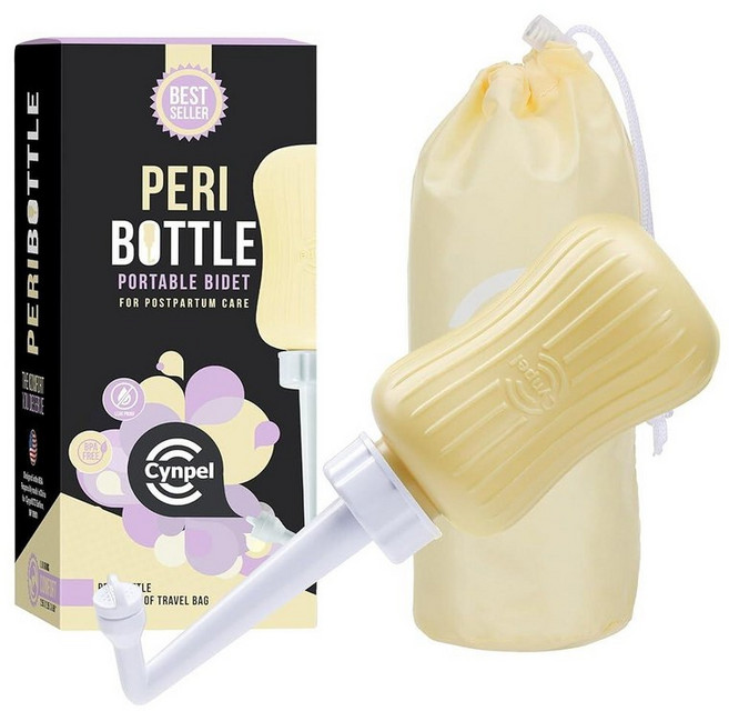 Cynpel Peri Bottle - 산후 및 회 관리 - 여성 또는 남성용 휴대용 여행용 비데 스프레이 - 화장실용 휴대용 제트 스프레이 병 - 출산 후 회복 필수품, Pale Yellow