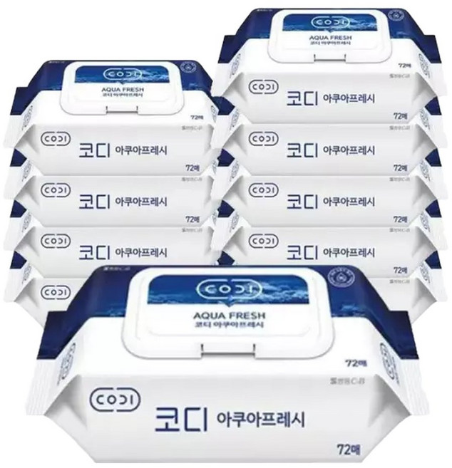 코디 아쿠아후레쉬 물티슈 캡 72매 10팩, 10개