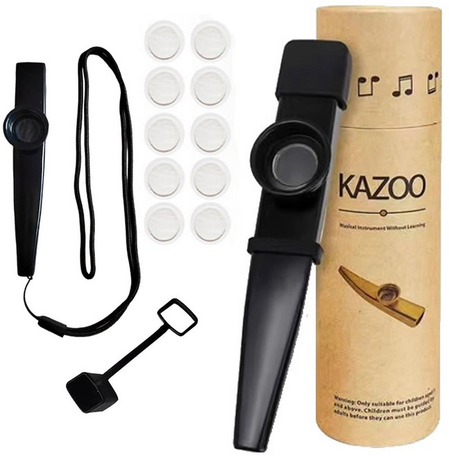 메탈 카주 악기 케이스 실리콘커버 떨림막 카쥬 세트, 블랙, 1개