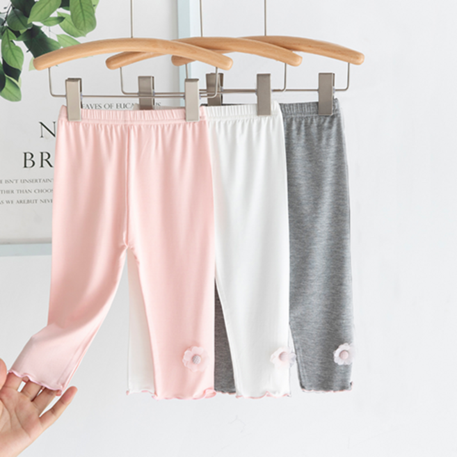 KC인증 LUMANOKI 여아 플라워 7부레깅스 3종세트 속바지 레깅스