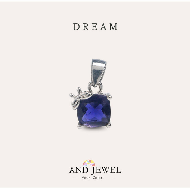 安珠 AND JEWEL 菫青石藍色方形7mm墜子-蛻變系列Dream寶石銀飾