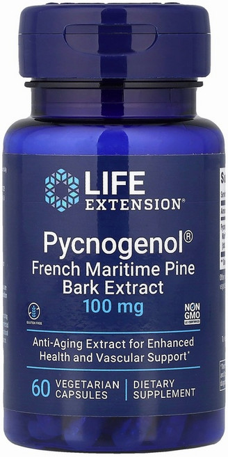 Life Extension 라이프익스텐션 피크노제놀 프랑스 해안 소나무 껍질 추출물 100mg 베지테리언 캡슐 60개 보충제, Life Extension 라이프익스텐션 피크노제놀 프