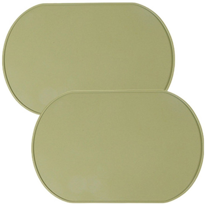 하우즈룸 실리콘 방수 식탁 테이블 매트, 그린, 39 x 26.5 cm, 2개