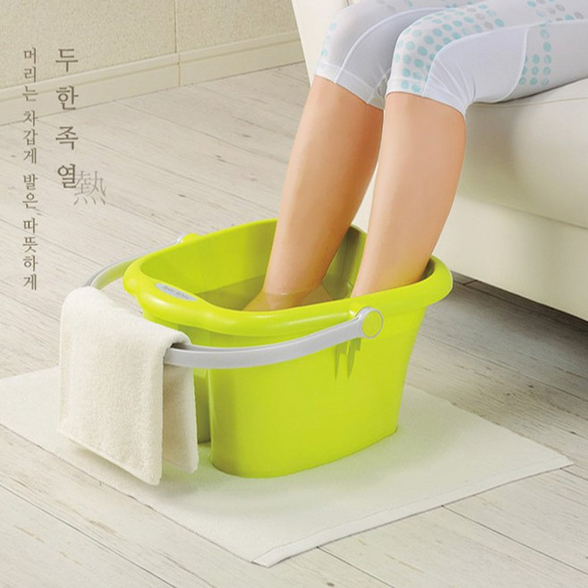 제이와이홀딩스 발마사지 족욕기 대야 발건강 발욕조, 1개, 그린
