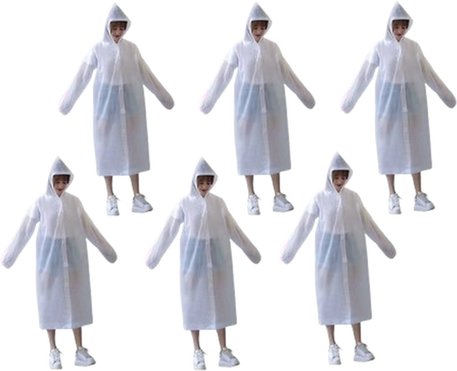 다회용 우비 성인 EVA 휴대용 캠핑 등산용 비옷 6p세트