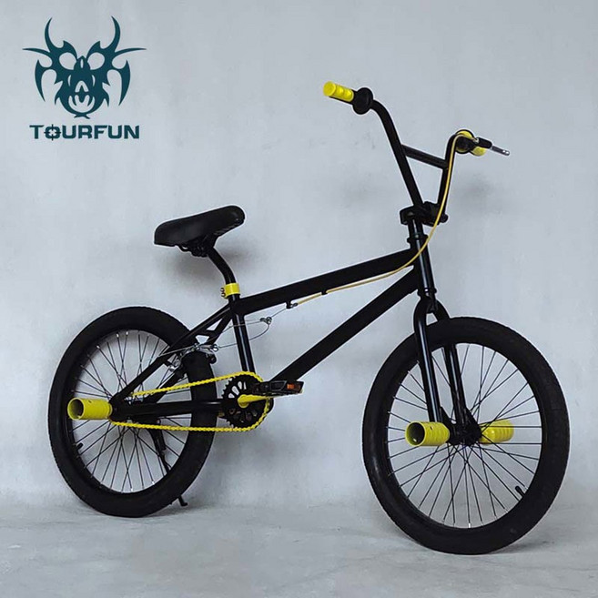 BMX자전거 입문용 스턴트 자전거 묘기용 퍼포먼스 바이크, 블랙 옐로우 업그레이드 버전, 1개