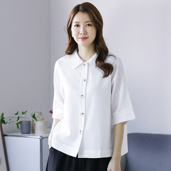 여성 인견 7부 소매 엘레강스 셔츠 자켓