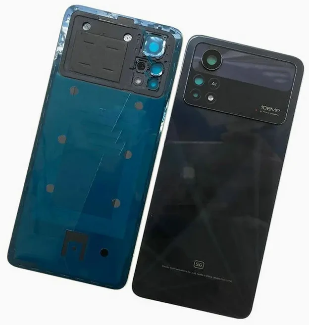 샤오미 POCO X4 하우징 부품 호환 렌즈 배터리 도어 카메라 5G 프로 교체 유리 커버 후면, 1개, 검정색