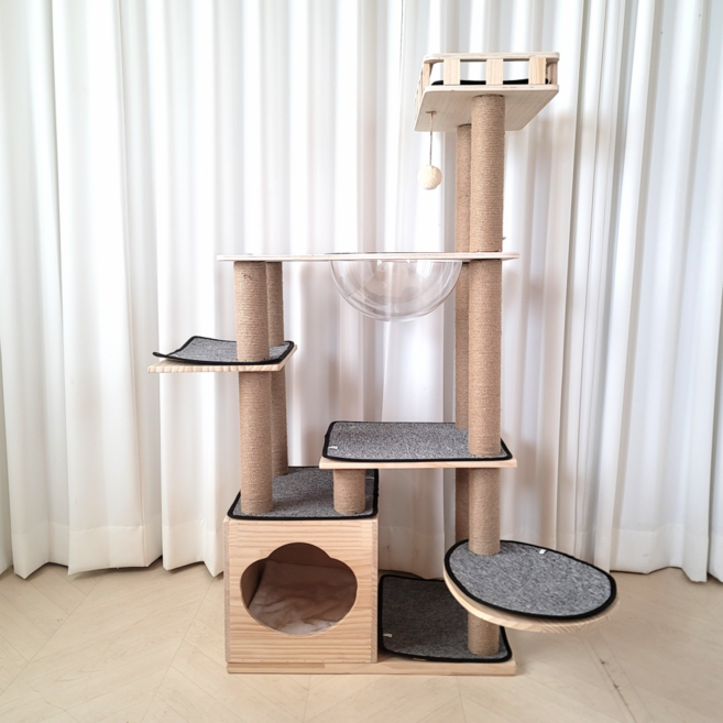 펫이랑 코지 원목 캣타워 고양이 숨숨집 스크래쳐 장난감 먼치킨, 코지 원목 캣타워+매트세트, 1세트
