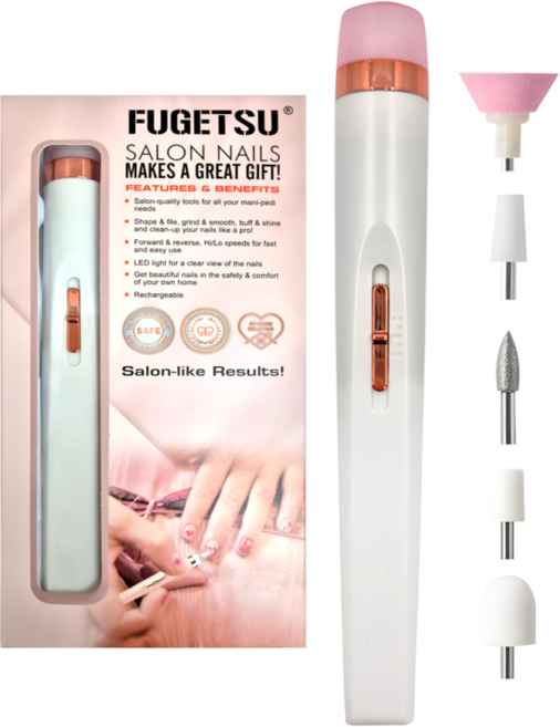 미라클다인 발톱 손톱 젤 네일 관리기 원터치 전동 USB충전 드릴, 1개, 화이트