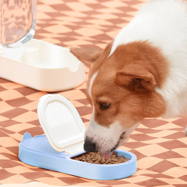 펫블리스 강아지 산책 휴대용 올인원 급수식기, 1개, 블루