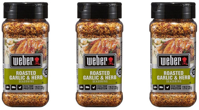 Weber Roasted Garlic and Herb Seasoning 웨어 구운마늘 앤 허브 시즈닝 7.75oz(220g) 3팩, 3개, 220g