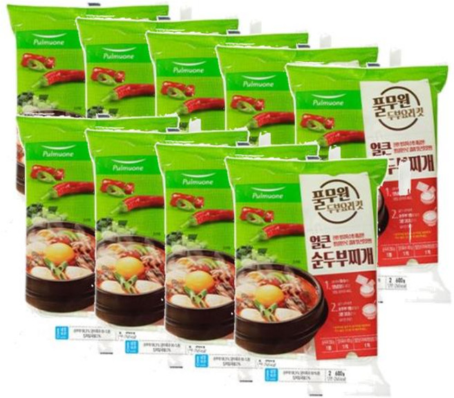 풀무원 얼큰 순두부찌개 KIT 2인분, 600g, 9개