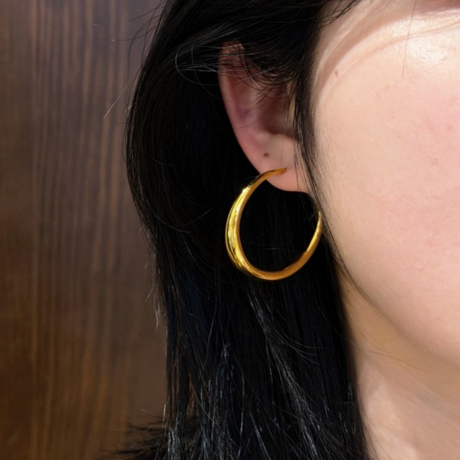 알레르기 방지 은침 골드 C형 데일리 여성 | 고급스러운 미니멀 피어싱